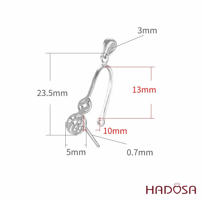 Khoen móc bạc hồ lô đồng điếu 11mm