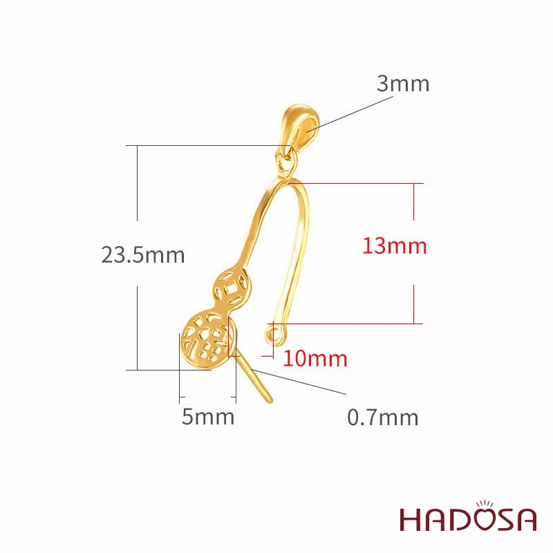 Khoen móc bạc hồ lô đồng điếu 11mm