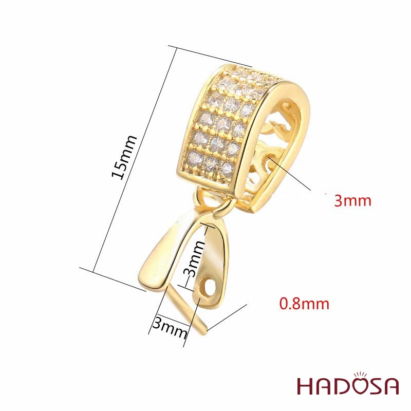 Khoen mặt dây chuyền bạc mạ vàng mặt đính đá