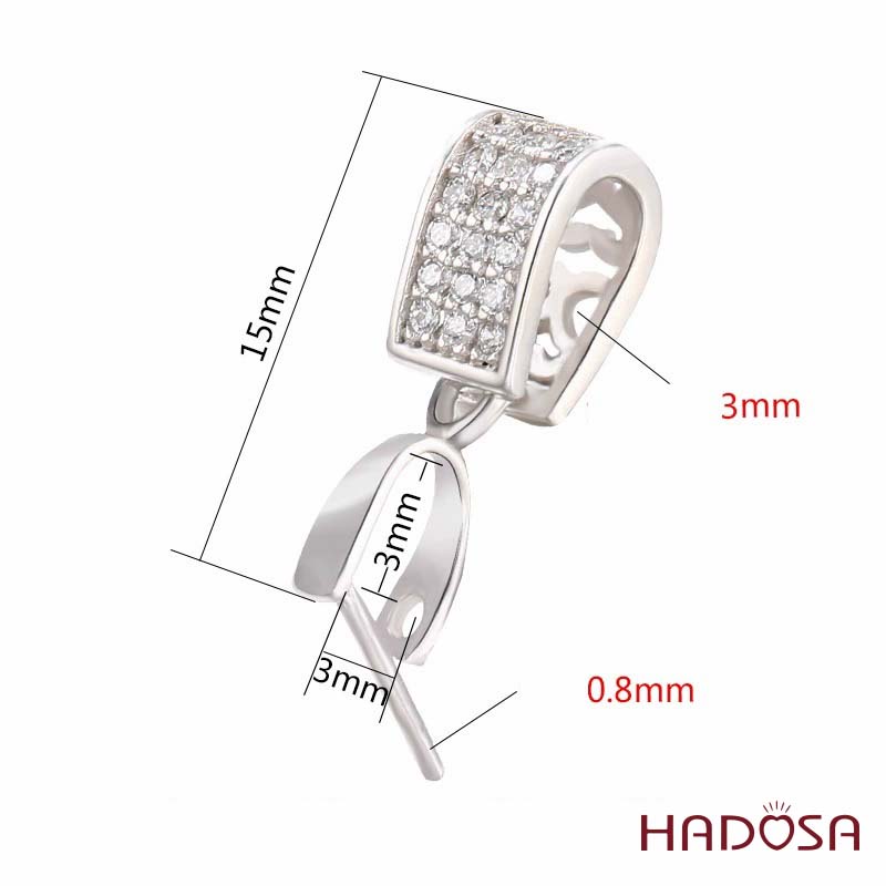 Khoen mặt dây chuyền bạc mạ vàng mặt đính đá