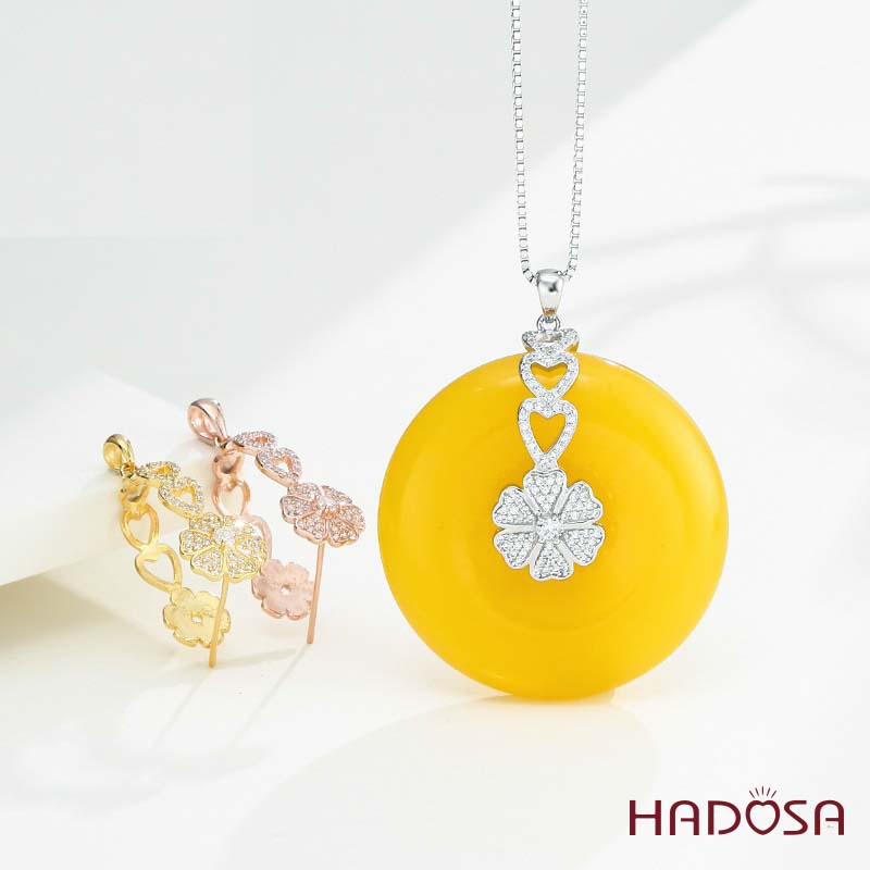 Khoen móc bạc bông hoa đồng điếu 15mm