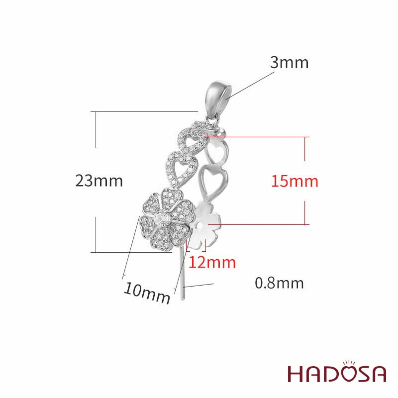 Khoen móc bạc bông hoa đồng điếu 15mm