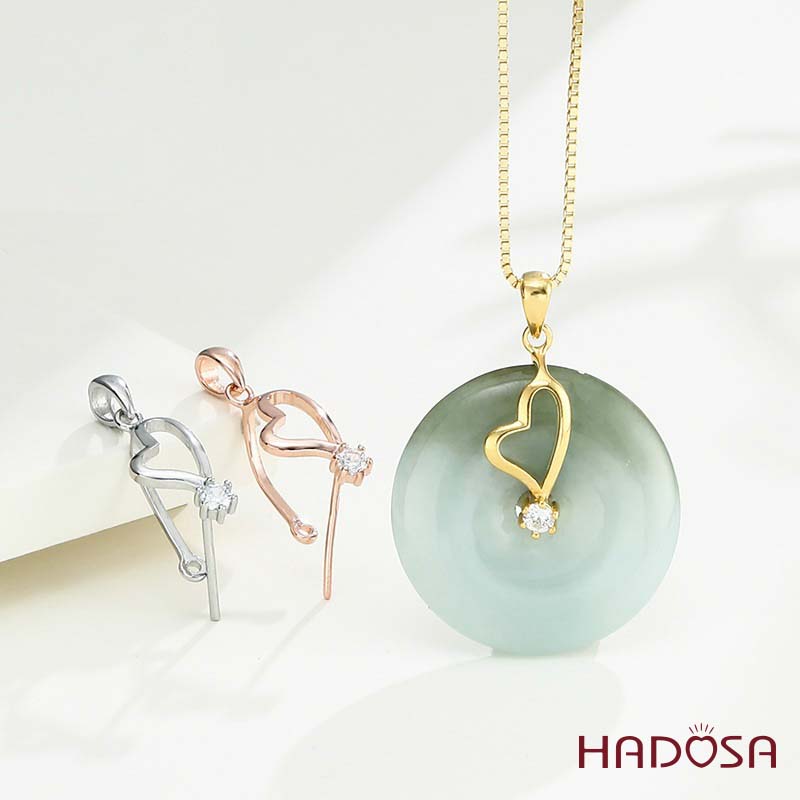 Khoen móc bạc mạ vàng tim đồng điếu 15mm