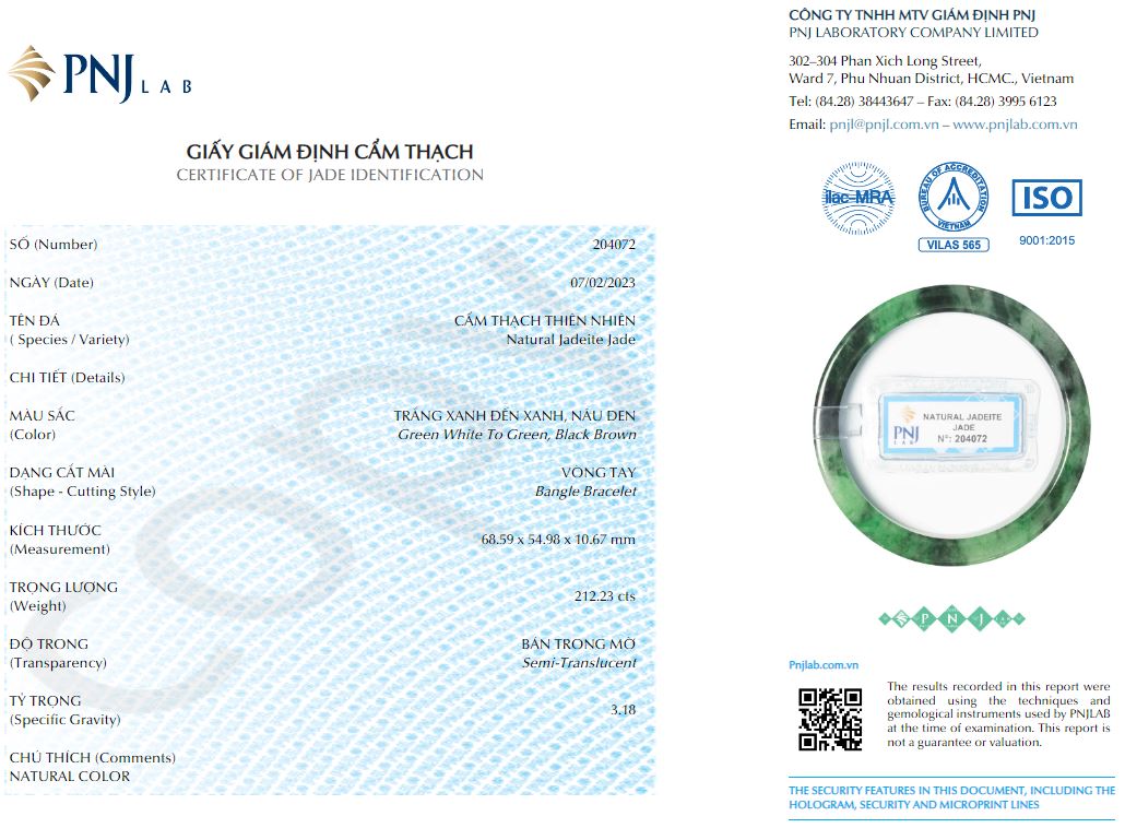 Vòng Ngọc Cẩm Thạch bản vuông xanh lý ni 54