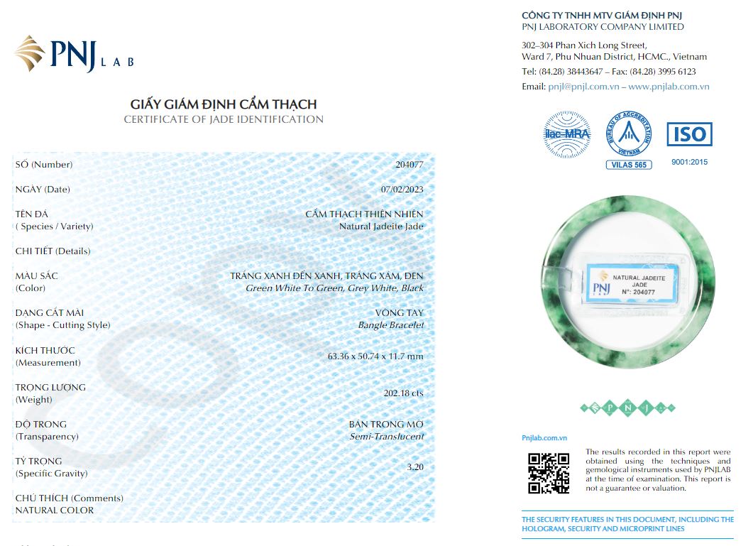 Vòng Ngọc Cẩm Thạch bản vuông tuyết lý ni 50