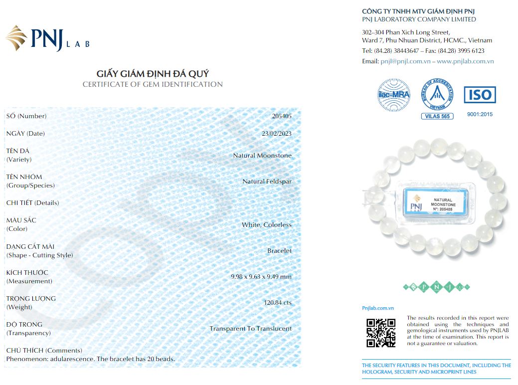 Vòng đá Mặt Trăng 10mm chuẩn 5A