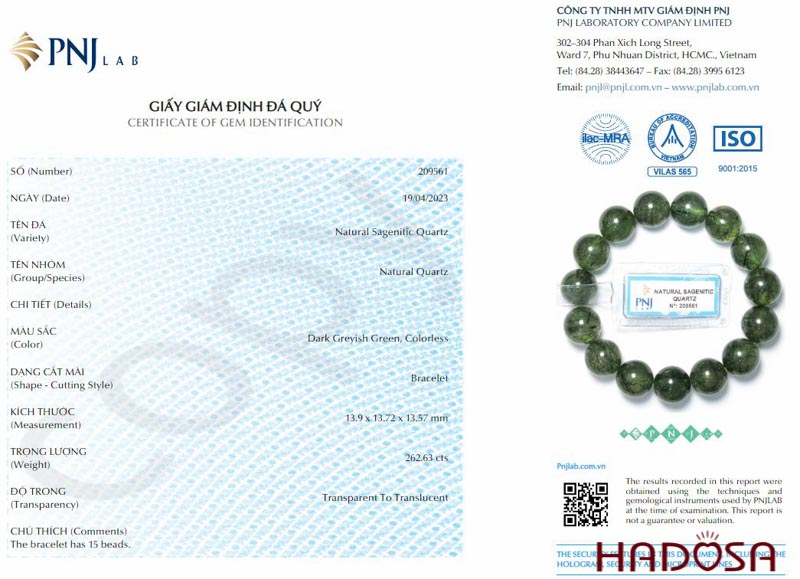 Vòng đá Thạch anh tóc xanh 13mm chuẩn 4A