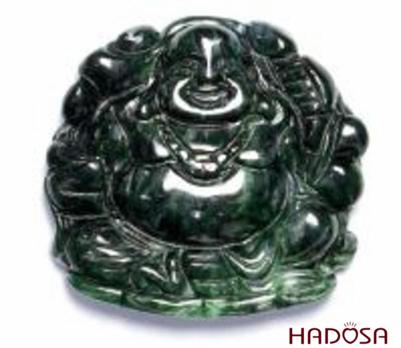 Mặt Di Lặc Ngọc Cẩm Thạch xanh đậm đẹp 44x47x11mm