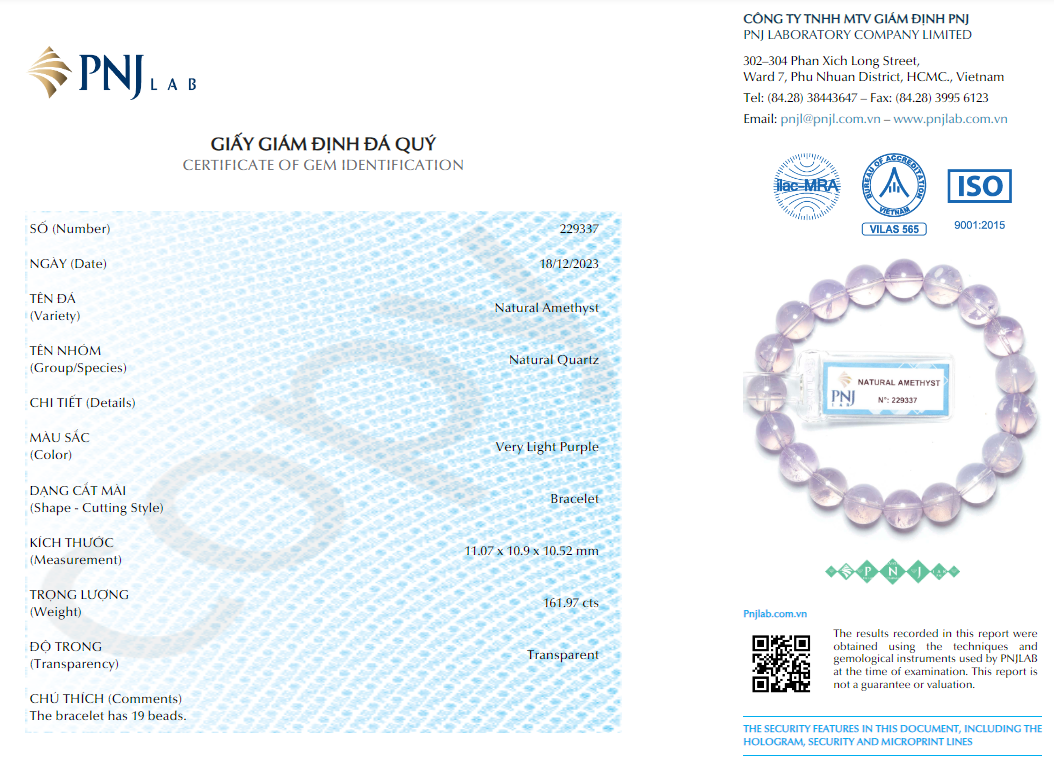 Vòng Thạch Anh ánh trăng Tím 10mm chuẩn 8A