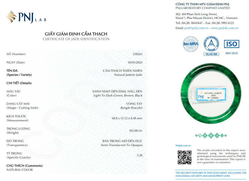 Vòng Ngọc Cẩm Thạch bản tròn xanh tươi ni 52