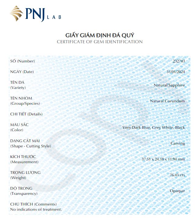 Mặt Quan Âm Sapphire 24x37x12mm cao cấp