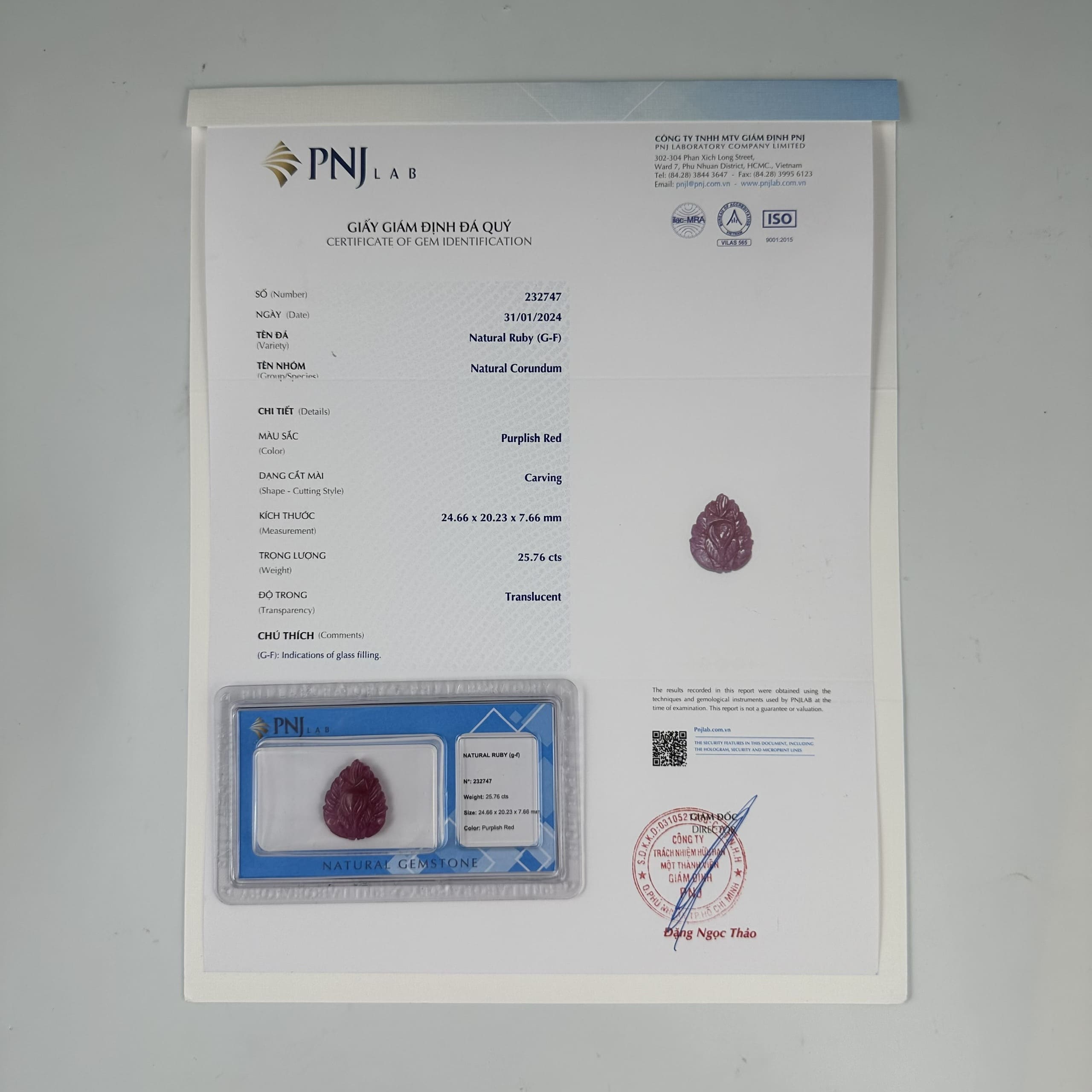 Mặt Hồ Ly Ruby đỏ hồng đẹp 20x24mm