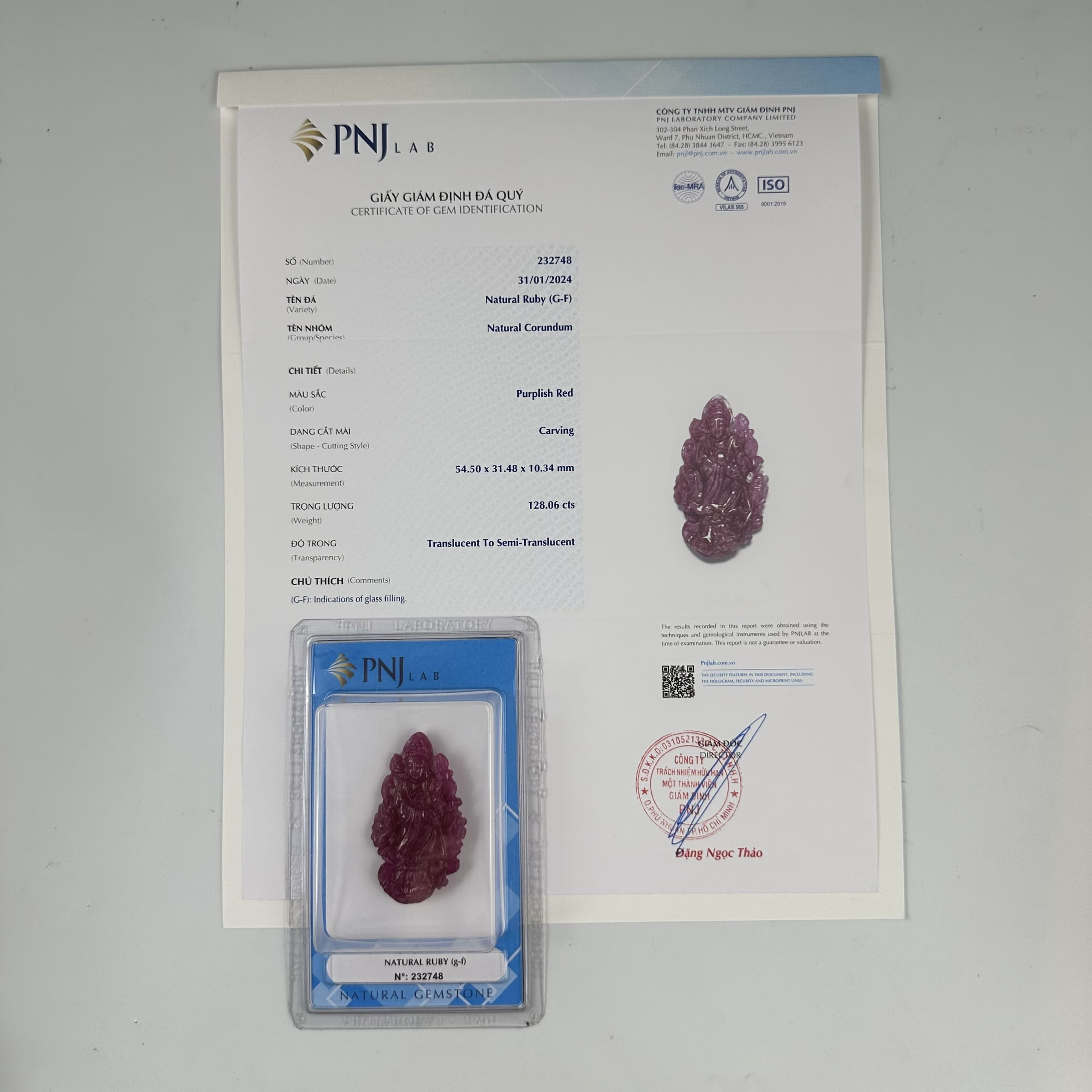 Mặt Quan Âm Ruby Thái đỏ đẹp 32x54mm cao cấp