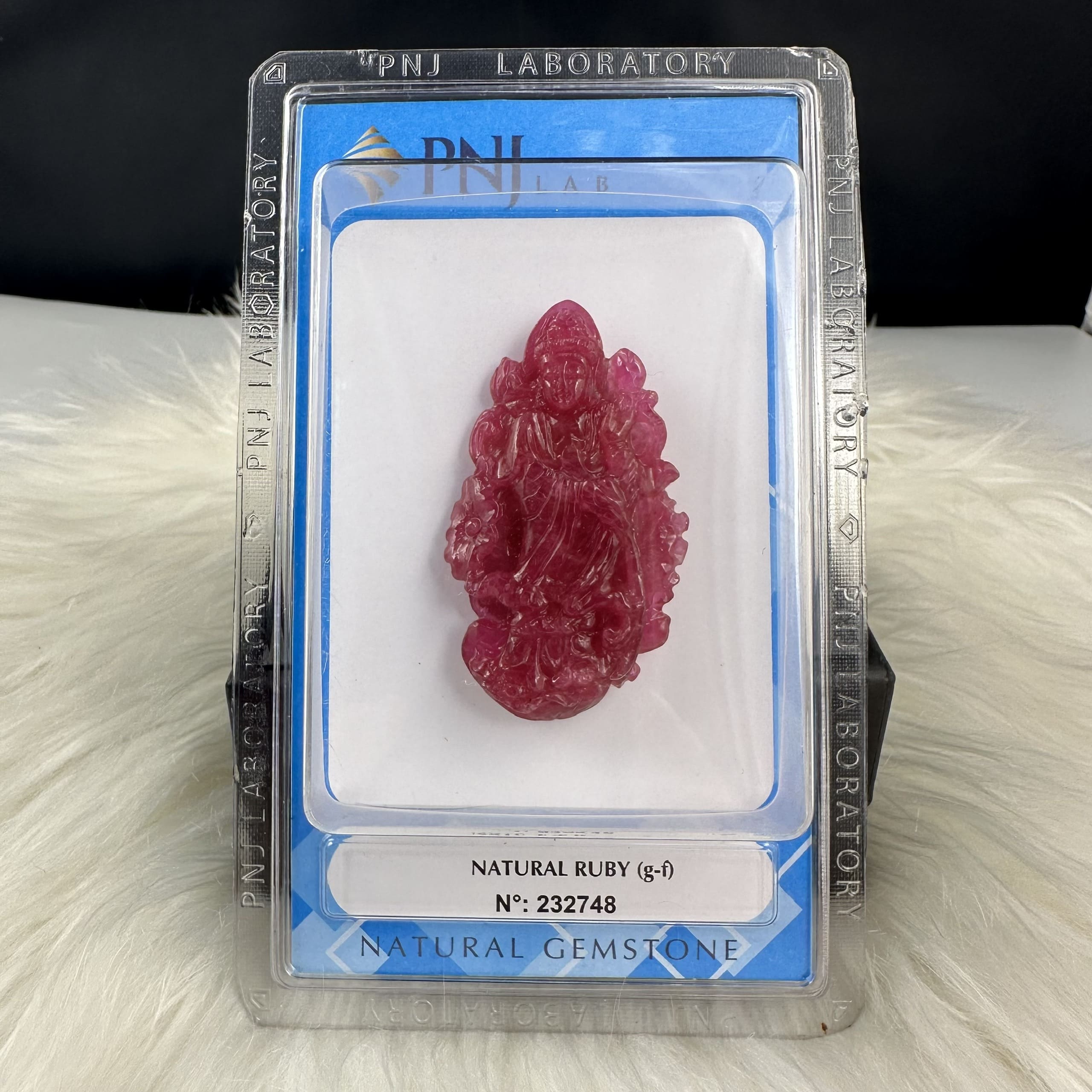 Mặt Quan Âm Ruby Thái đỏ đẹp 32x54mm cao cấp