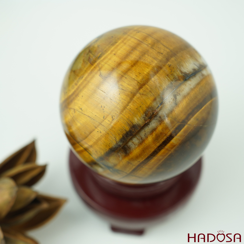 Cầu phong thủy đá Mắt Hổ nâu vàng 8.5cm