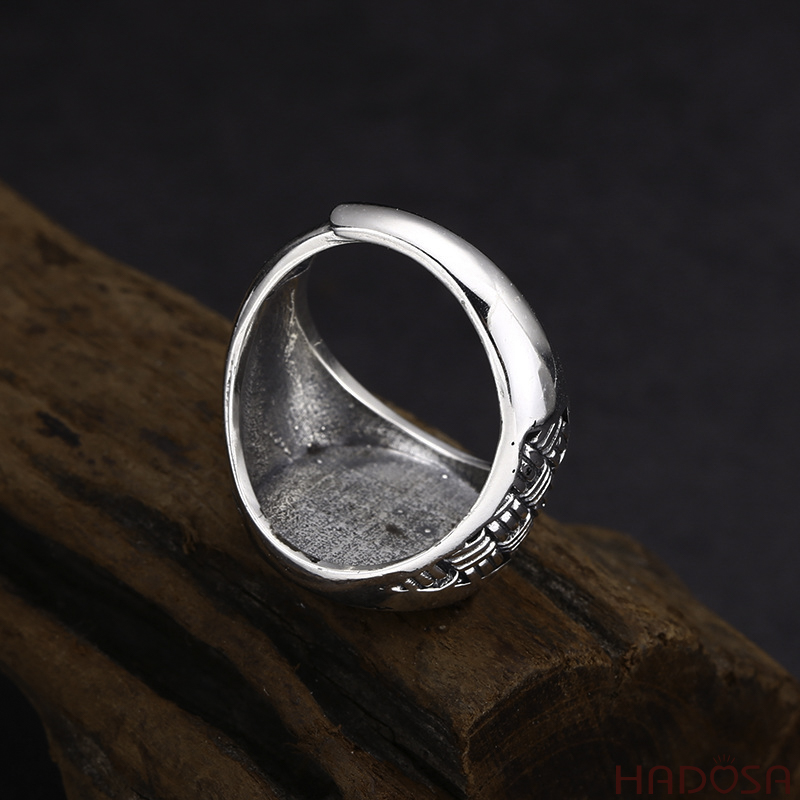 Nhẫn bạc nam kiểu đan mặt bản tròn