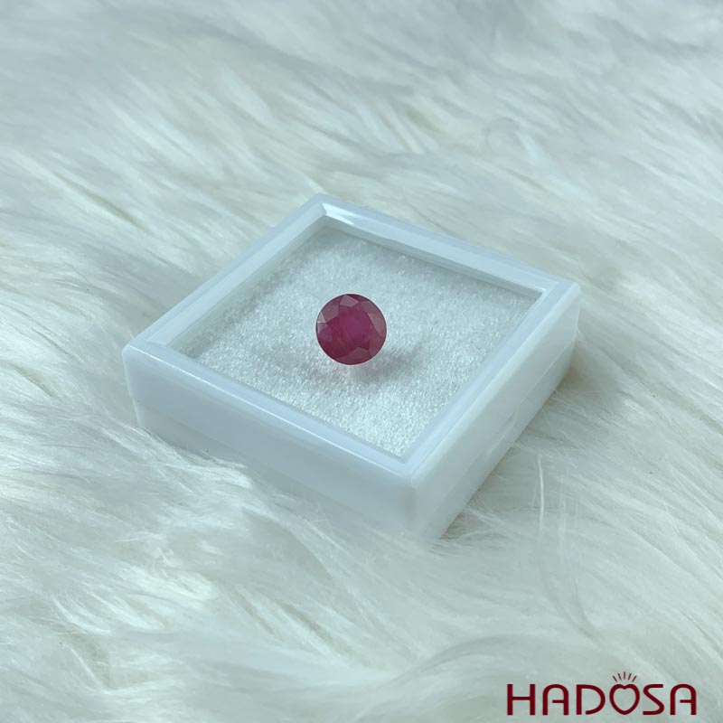Ruby đỏ hồng trong mài giác tròn 12mm