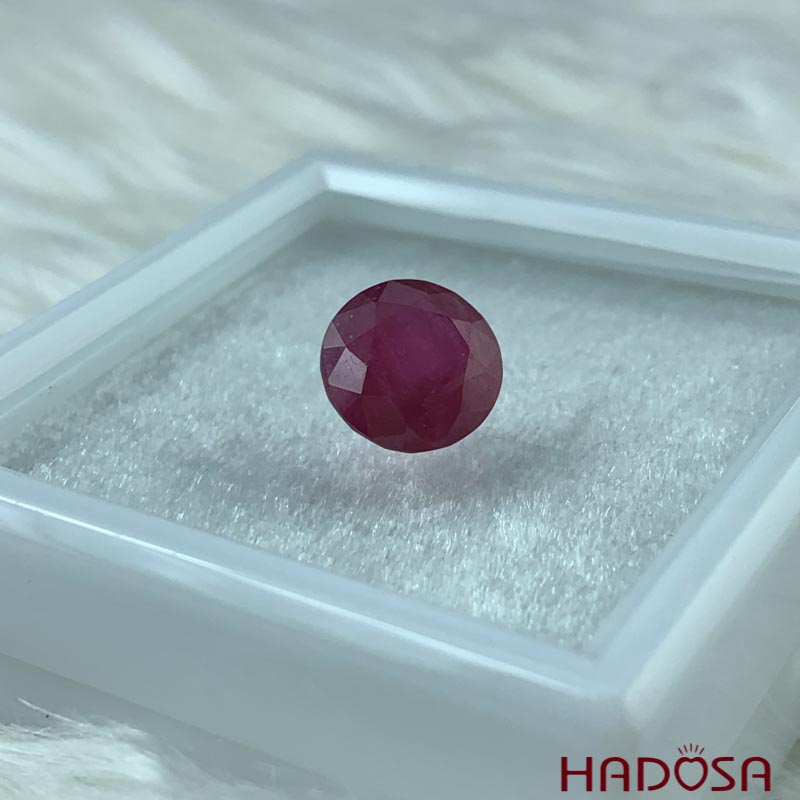 Ruby đỏ hồng trong mài giác tròn 12mm