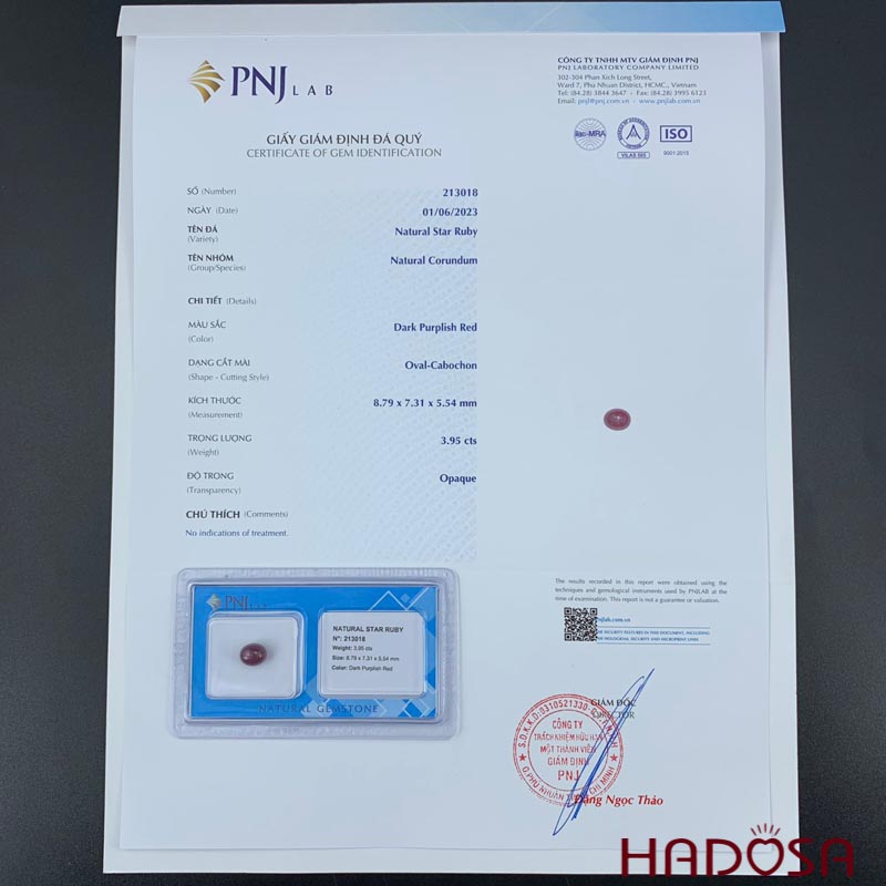 Đá quý Ruby sao Lục Yên 7*8mm - 4cts