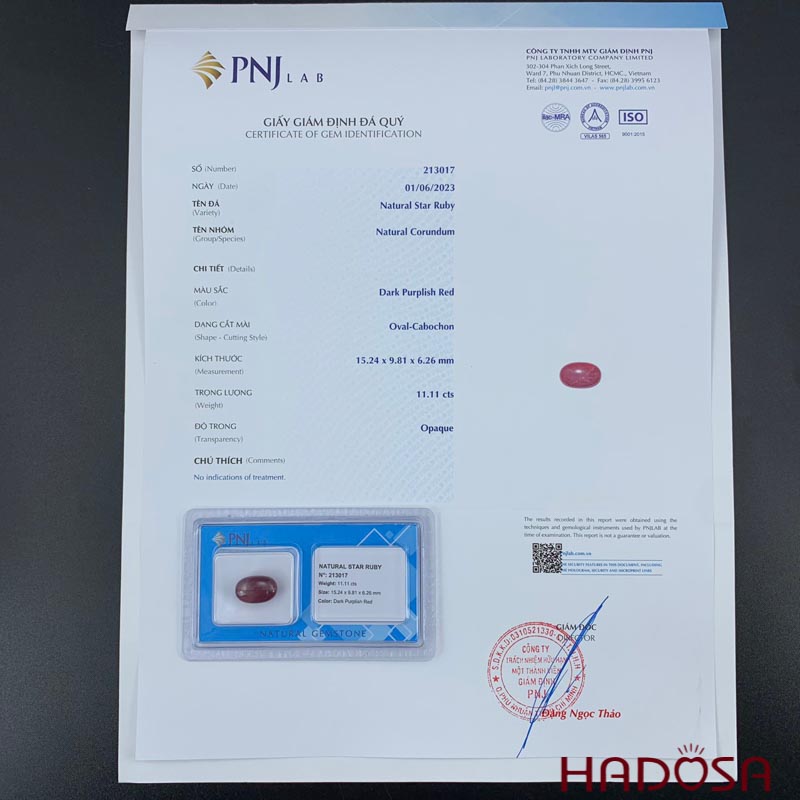 Ruby sao Yên Bái 9*15 - 11.1cts