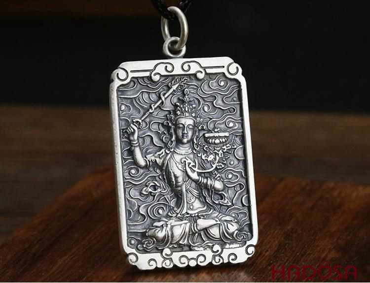 Mặt dây chuyền bạc Thái Phật bản mệnh Văn Thù (Mão)