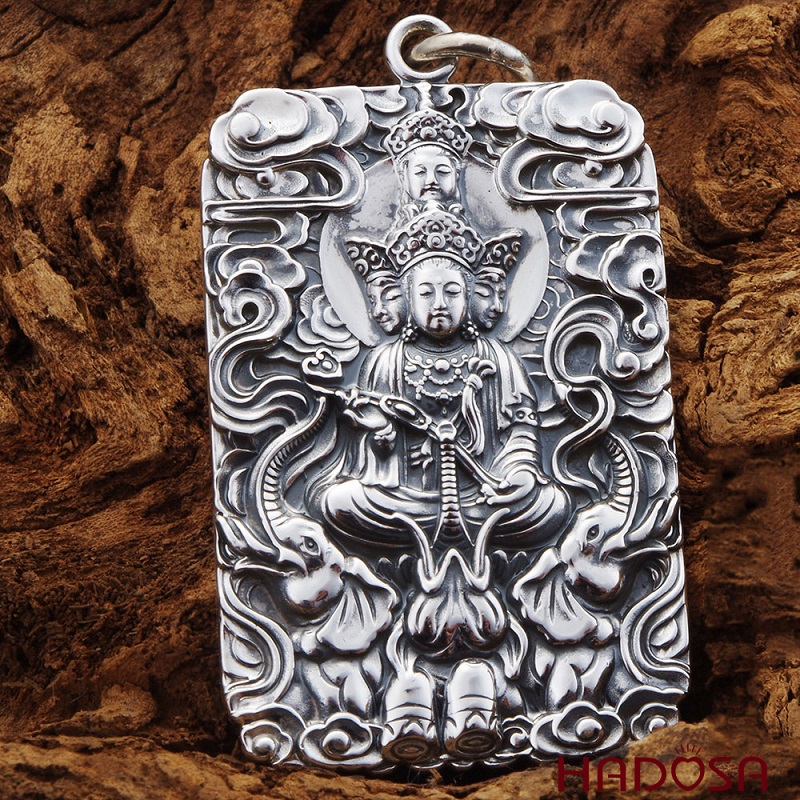 Mặt dây chuyền bạc Thái Phật bản mệnh Phổ Hiền (Thìn, Tỵ)