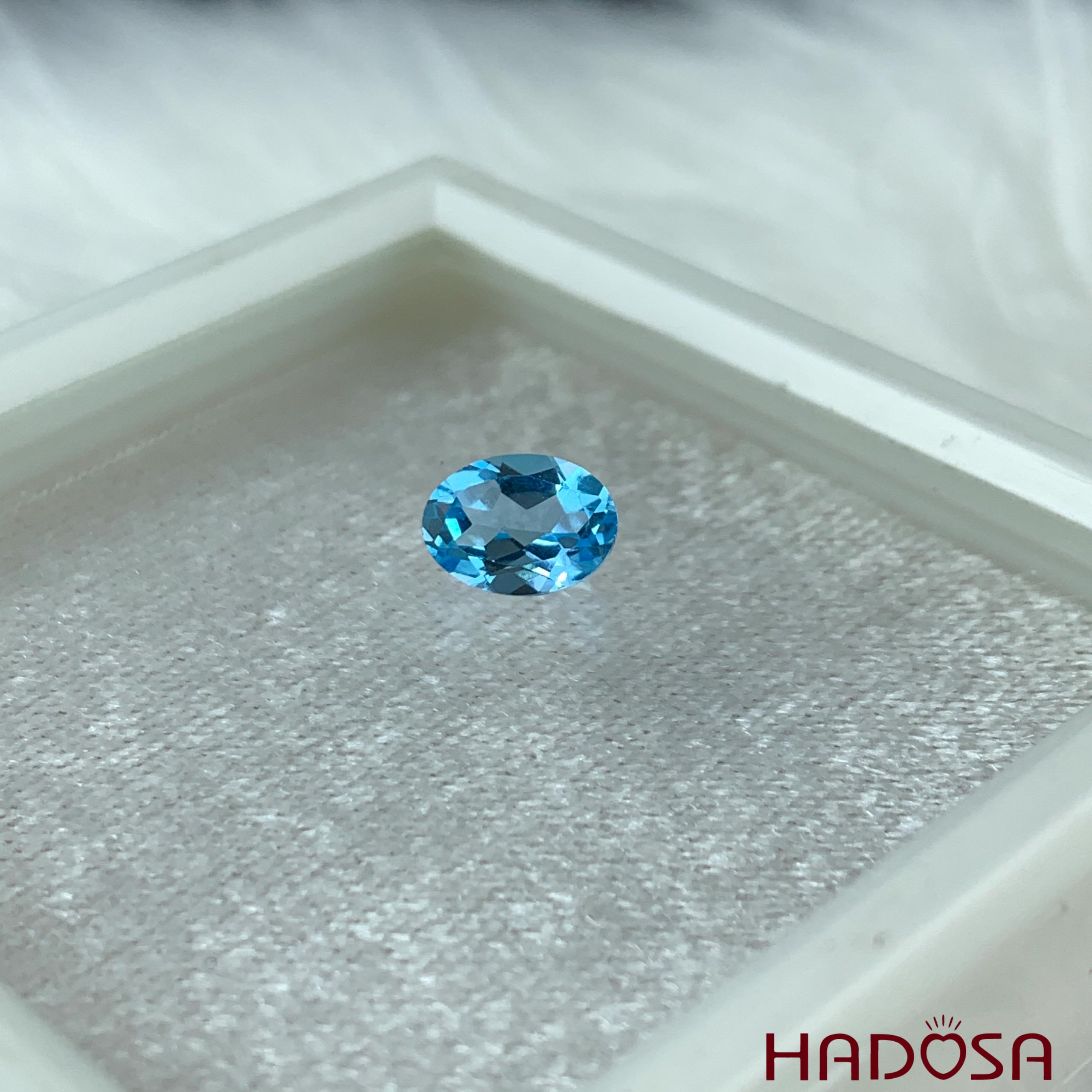 Mặt trang sức đá Swiss Topaz oval 6*8mm