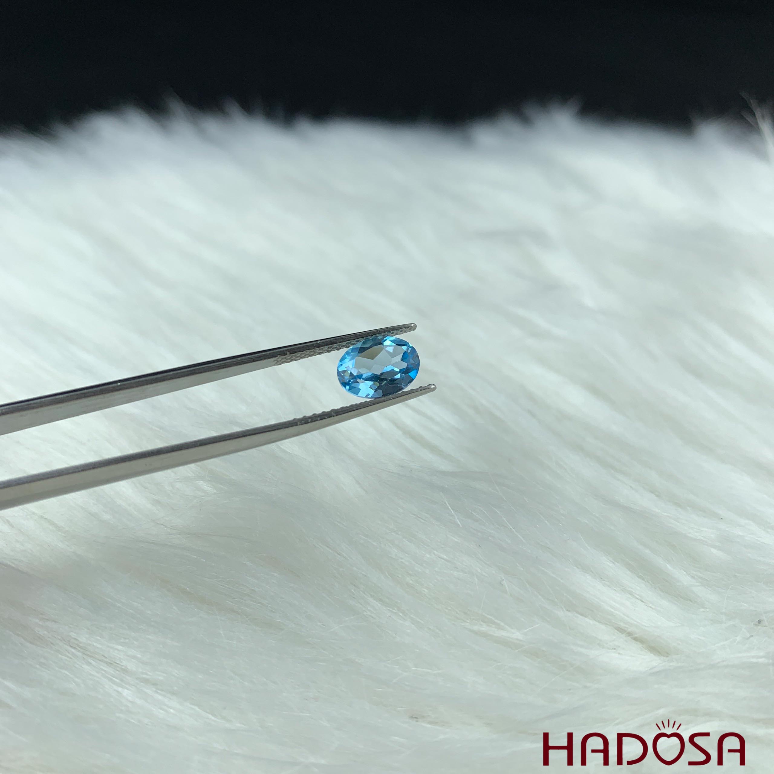 Mặt trang sức đá Swiss Topaz oval 6*8mm