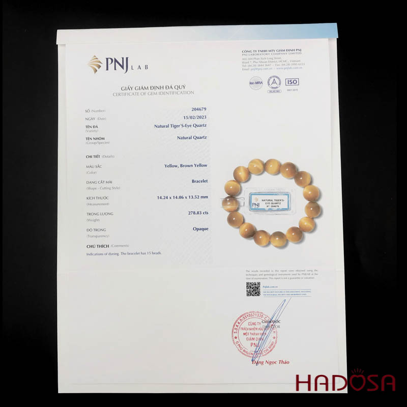 Thạch anh Mắt hổ vàng 14mm đặc biệt cao cấp chuẩn 6A