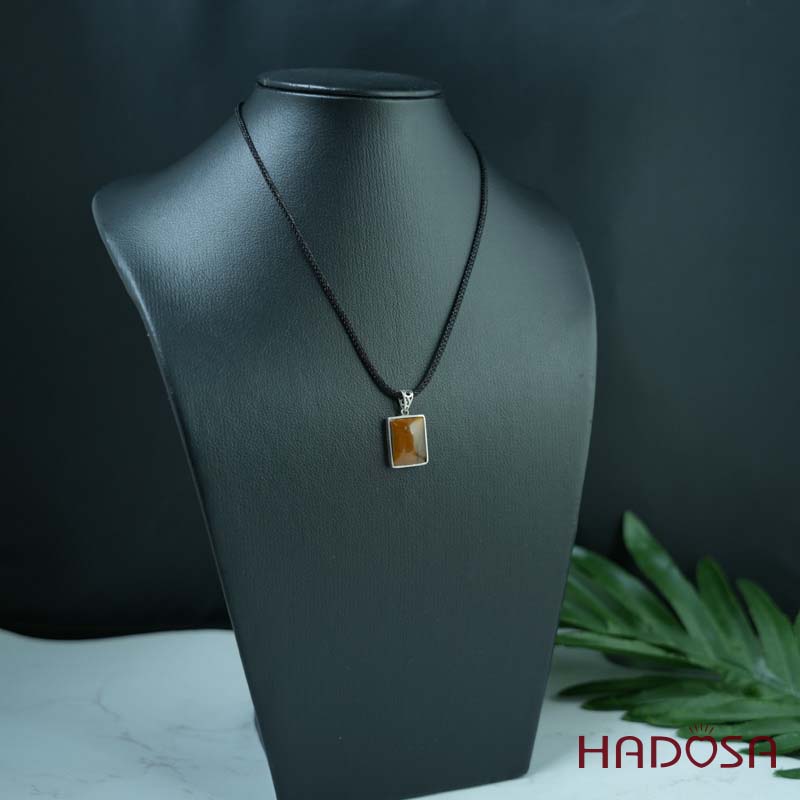 Mặt đá thạch anh mắt hổ vàng nâu 13x17mm chuẩn 6A