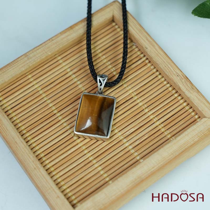 Mặt đá thạch anh mắt hổ vàng nâu 13x17mm chuẩn 6A