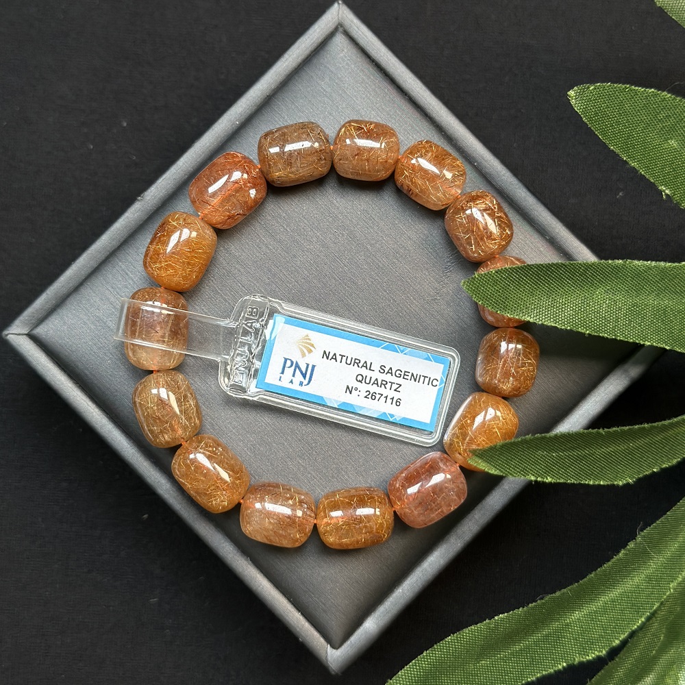 Vòng Lu thống thạch anh tóc nâu cao cấp 15*11mm