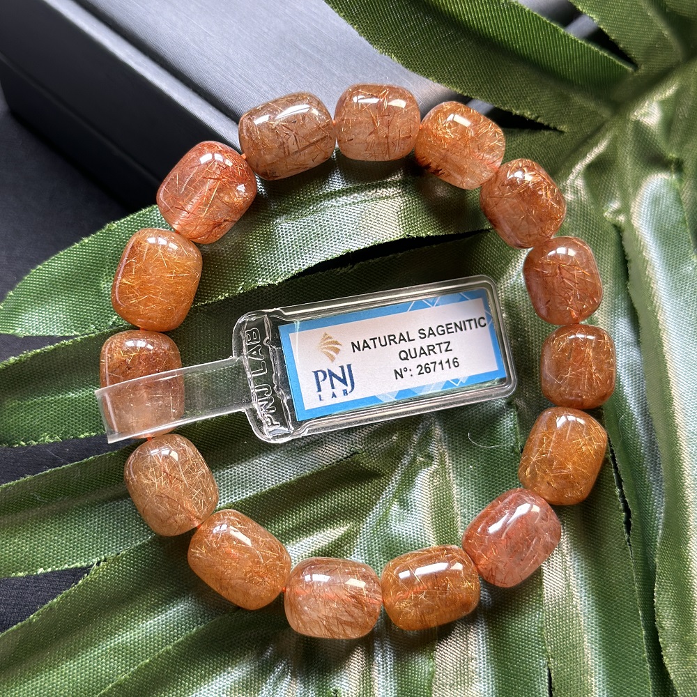 Vòng Lu thống thạch anh tóc nâu cao cấp 15*11mm