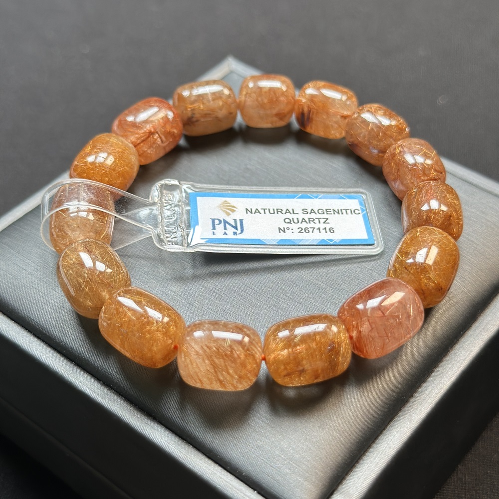 Vòng Lu thống thạch anh tóc nâu cao cấp 15*11mm