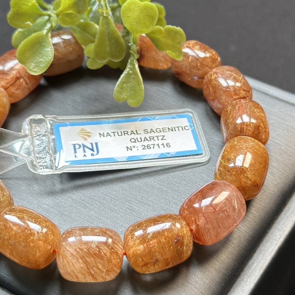 Vòng Lu thống thạch anh tóc nâu cao cấp 15*11mm