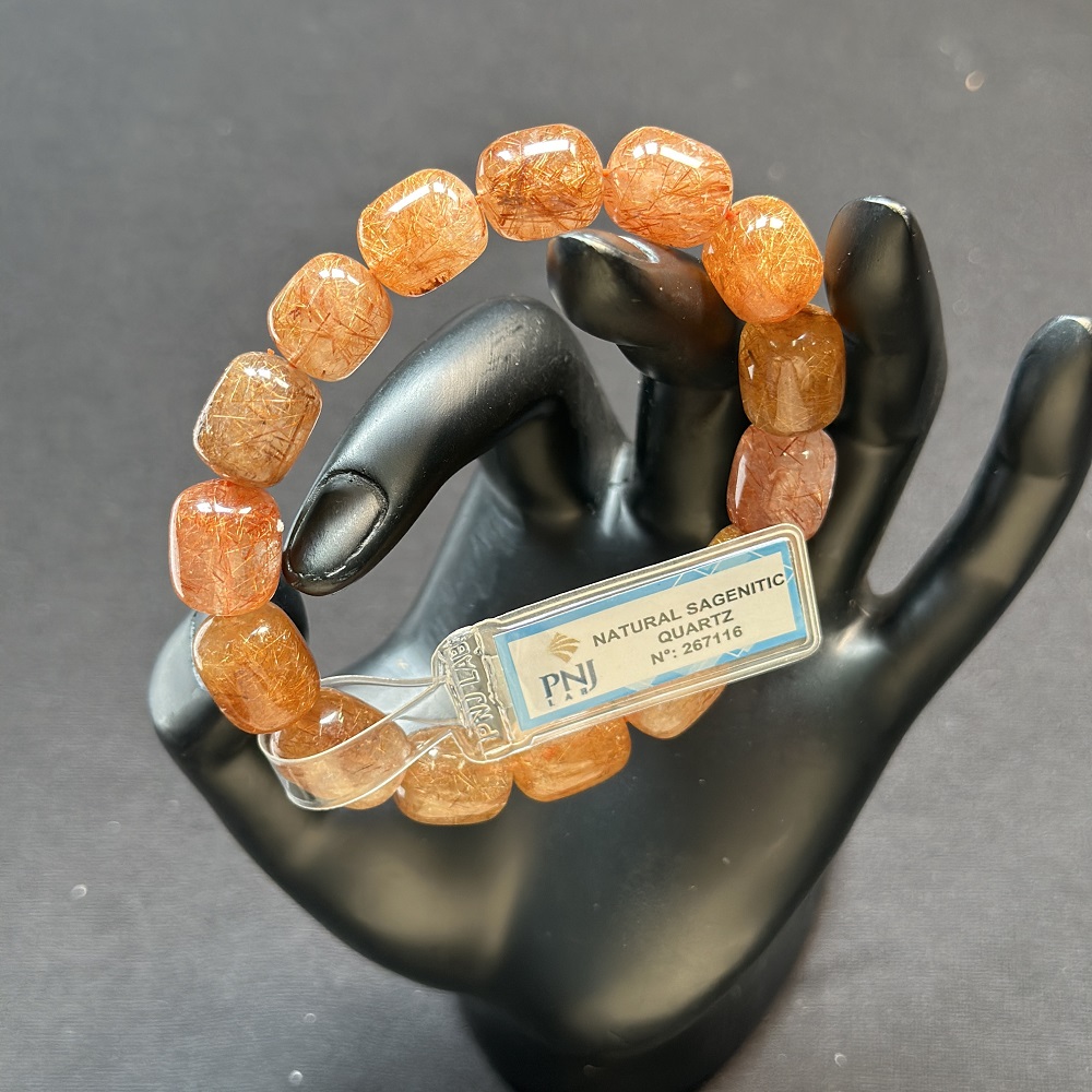 Vòng Lu thống thạch anh tóc nâu cao cấp 15*11mm