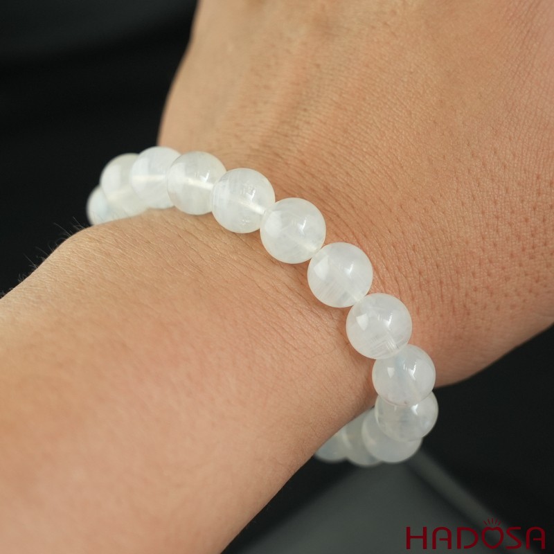 Vòng Thạch anh trắng ánh trăng 10mm chuẩn 8A