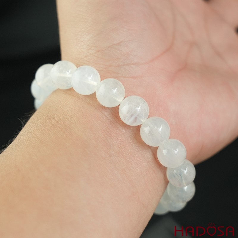 Vòng Thạch anh trắng ánh trăng 10mm chuẩn 8A