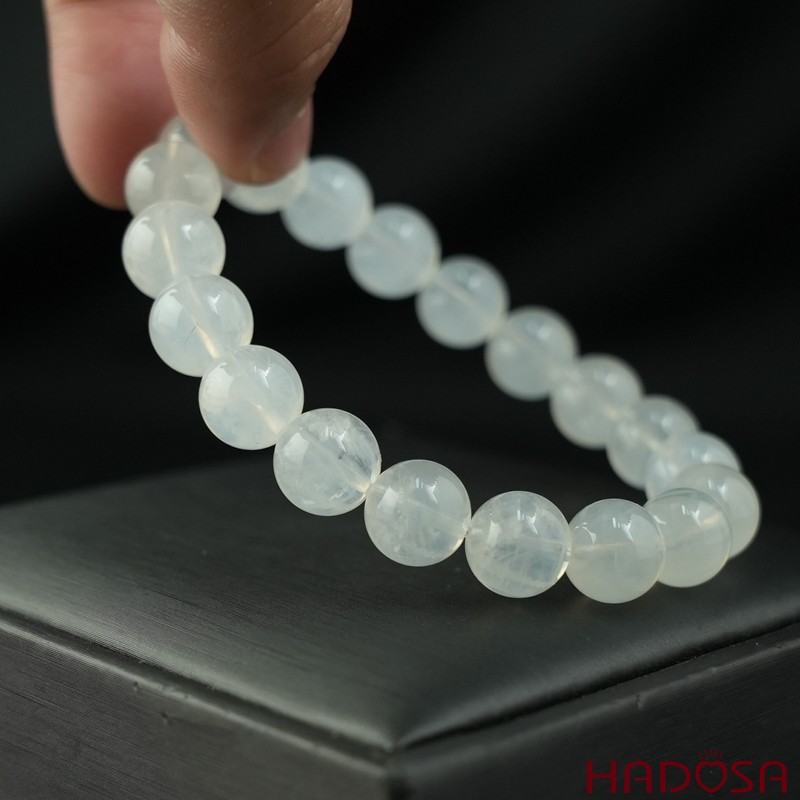 Vòng Thạch anh trắng ánh trăng 10mm chuẩn 8A