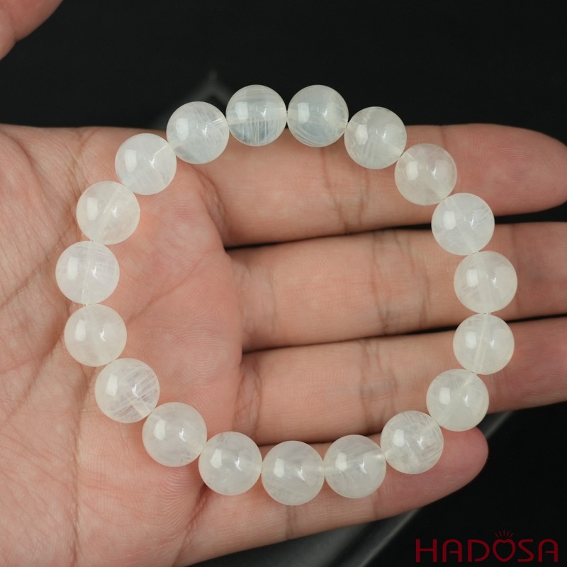 Vòng Thạch anh trắng ánh trăng 10mm chuẩn 8A