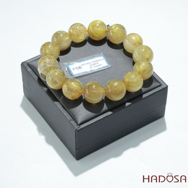 Vòng Thạch Anh Tóc Vàng Cao Cấp Chuẩn 7A 17mm