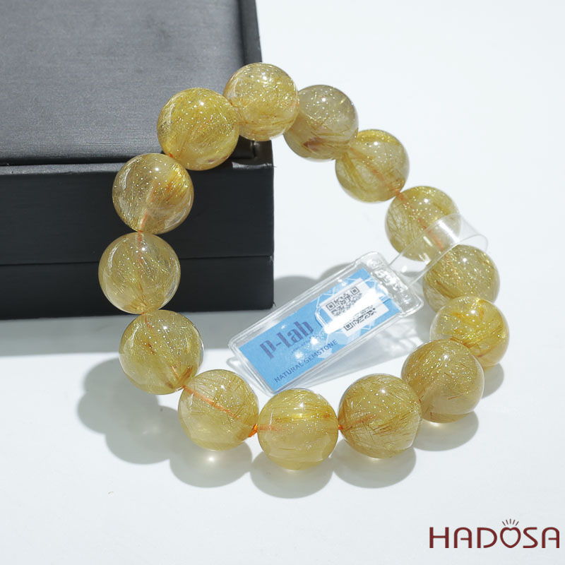 Vòng Thạch Anh Tóc Vàng Cao Cấp Chuẩn 7A 17mm