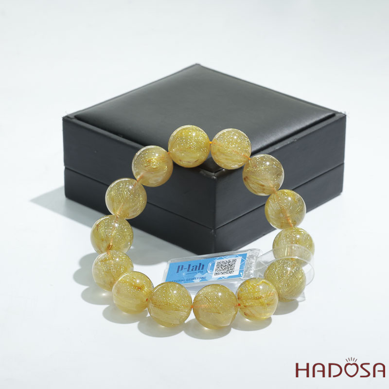 Vòng Thạch Anh Tóc Vàng Cao Cấp Chuẩn 7A 17mm