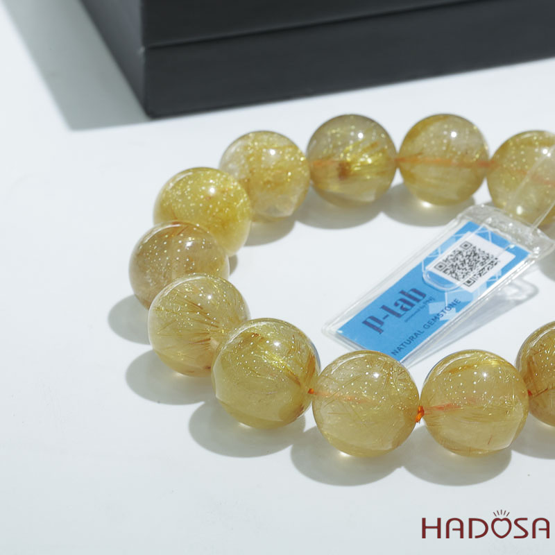 Vòng Thạch Anh Tóc Vàng Cao Cấp Chuẩn 7A 17mm