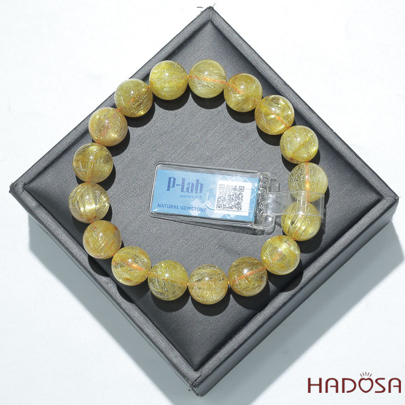 Vòng thạch anh tóc vàng 13mm đặc biệt chuẩn 6A