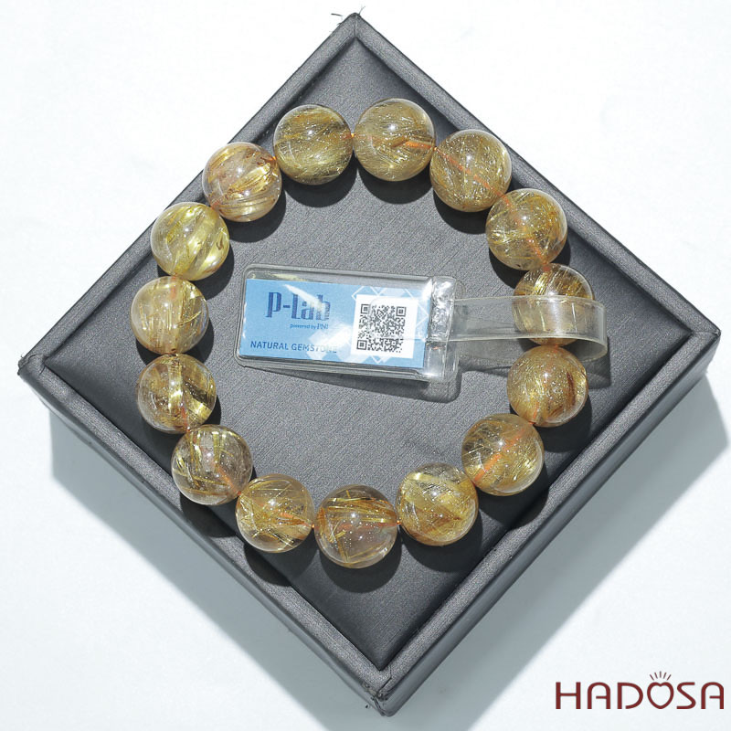 Vòng Thạch Anh tóc vàng 14mm đặc biệt cao cấp chuẩn 7A