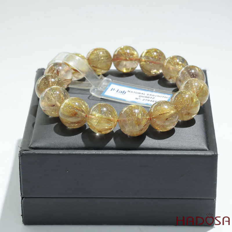Vòng Thạch Anh tóc vàng 14mm đặc biệt cao cấp chuẩn 7A