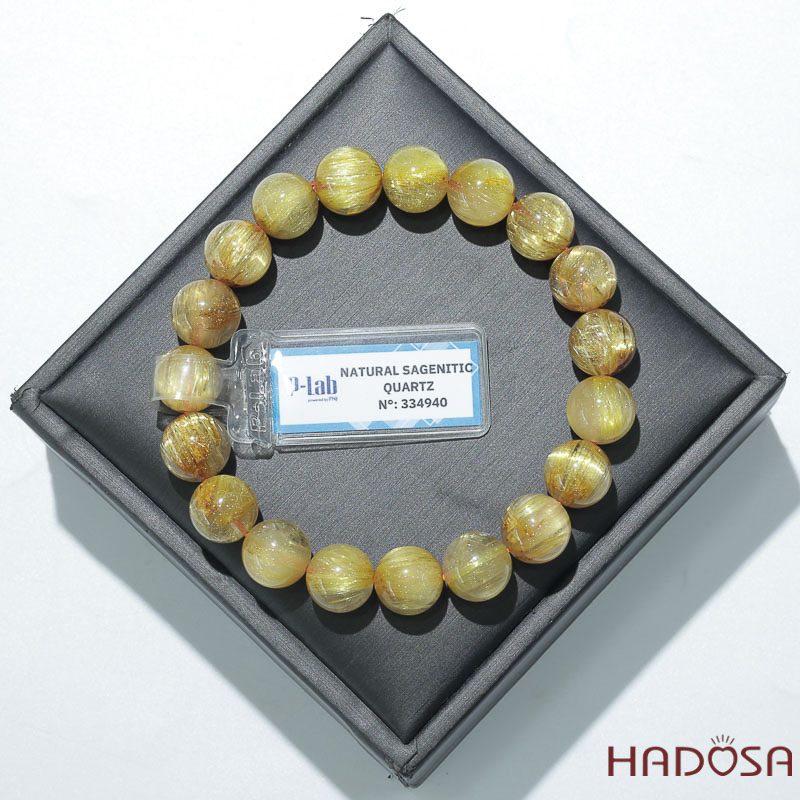 Vòng Đá Thạch Anh Tóc Vàng VIP 12mm Cao Cấp Chuẩn 8A