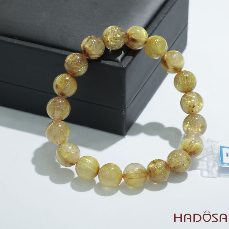 Vòng Đá Thạch Anh Tóc Vàng VIP 12mm Cao Cấp Chuẩn 8A