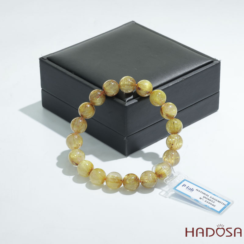 Vòng Đá Thạch Anh Tóc Vàng VIP 12mm Cao Cấp Chuẩn 8A